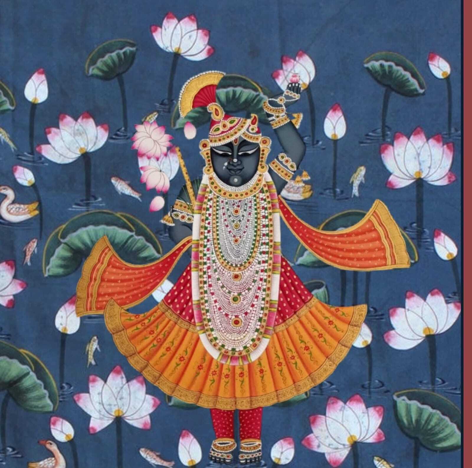 One of the 78 hand-painted Pichhwai artworks on display at the exhibition.