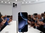 The new iPhone 16 is displayed during an announcement of new products at Apple headquarters in Cupertino, California. The new iPhone 16 is displayed during an announcement of new products at Apple headquarters in Cupertino, California.