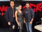 Karan Johar, Alia Bhatt, Jr NTR while promoting Jigra and Devara: Part 1. Karan Johar, Alia Bhatt, Jr NTR while promoting Jigra and Devara: Part 1.