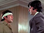 Amitabh Bachchan (right) with Rajesh Khanna in a still from their 1973 film, Namak Haraam. Amitabh Bachchan (right) with Rajesh Khanna in a still from their 1973 film, Namak Haraam.