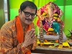 Actor Rohitashv Gour with Ganpati in his house Actor Rohitashv Gour with Ganpati in his house