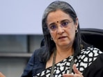 Sebi chief Madhabi Buch is seen. Mahindra Group clarified that approvals related to Sebi did not involve them and emphasized Dhaval Buch's role was based on his supply chain expertise.