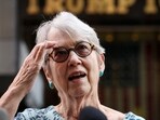 Jessica Leeds, responds publicly to Republican presidential nominee and former U.S. President Donald Trump’s comments about her during a press conference, outside the Trump Tower in New York City, U.S., September 9, 2024.  REUTERS/Brendan McDermid