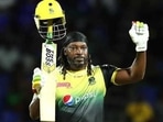Chris Gayle scored 116 off 62 balls in Tallawahs CPL against Patriots on Sept 10, 2019 in St Kitts.