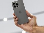 iPhone 15 price cut: The Apple iPhone 15 Pro Max during an event at Apple Park campus in Cupertino, California, US,