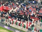 Italy fans turn their backs during Israel national anthem before Nations League match in Hungary Italy fans turn their backs during Israel national anthem before Nations League match in Hungary