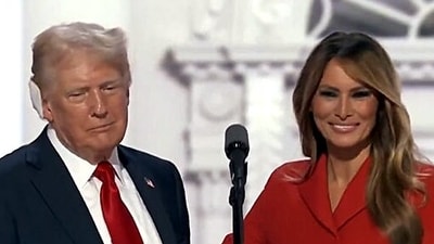 Milwaukee, Jul 19 (ANI): Republican Presidential candidate Donald Trump with his wife Melania Trump on stage as he concludes his address at the Republican National Convention, in Milwaukee on Thursday. (ANI Photo) (Rep. National Convention/Youtube) Milwaukee, Jul 19 (ANI): Republican Presidential candidate Donald Trump with his wife Melania Trump on stage as he concludes his address at the Republican National Convention, in Milwaukee on Thursday. (ANI Photo) (Rep. National Convention/Youtube)
