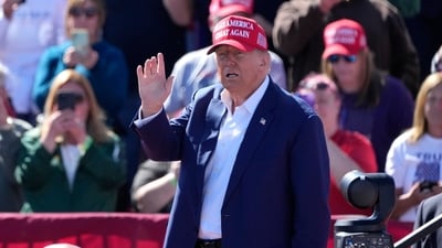 The band has accused Trump and his presidential campaign of copyright infringement for playing the song's iconic opening riff over a video of Trump boarding a plane for campaign stops in Michigan and Wisconsin last month. (AP) The band has accused Trump and his presidential campaign of copyright infringement for playing the song's iconic opening riff over a video of Trump boarding a plane for campaign stops in Michigan and Wisconsin last month. (AP)