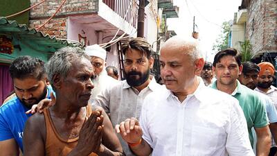 Former Delhi deputy CM Manish Sisodia visited the Madrasi Camp on Tuesday morning. (ANI) Former Delhi deputy CM Manish Sisodia visited the Madrasi Camp on Tuesday morning. (ANI)