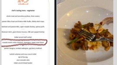 Dr Ambarish Satwik shared the photo of the Indian Accent chef's tasting menu. (X/@AmbarishSatwik)