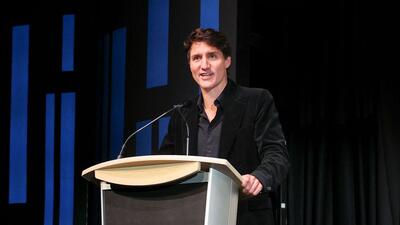 Justin Trudeau, Prime Minister of Canada, speaks onstage during the premiere of ‘Nutcrackers’ during the 2024 Toronto International Film Festival at Roy Thomson Hall, on September 05, in Toronto, Ontario. (AFP)