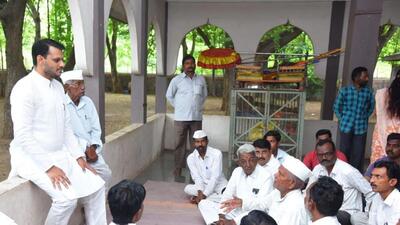 NCP (SP) leaders and scion of the Pawar family Yugendra Pawar (left) launched Swabhiman Yatra at Baramati, mounting speculations about his potential candidature in the upcoming assembly elections. (HT) NCP (SP) leaders and scion of the Pawar family Yugendra Pawar (left) launched Swabhiman Yatra at Baramati, mounting speculations about his potential candidature in the upcoming assembly elections. (HT)