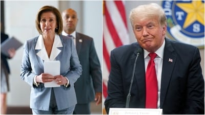 Donald Trump campaign brushed aside Nancy Pelosi's speculation that the former president would avoid the debate as “fake news.” (AP)