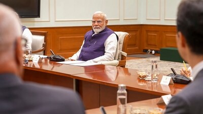 Prime Minister Narendra Modi chairs the Semiconductor Executives' roundtable ahead of Wednesday's Semicon India, in New Delhi, Tuesday. (PTI) Prime Minister Narendra Modi chairs the Semiconductor Executives' roundtable ahead of Wednesday's Semicon India, in New Delhi, Tuesday. (PTI)