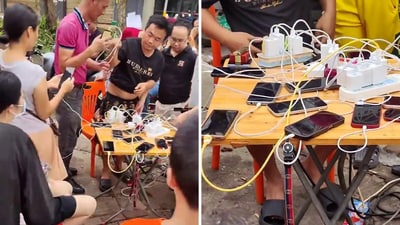 People in China use generators to charge phones after Yagi (X/@songpinganq) People in China use generators to charge phones after Yagi (X/@songpinganq)