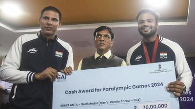 Union Sports Minister Mansukh Mandaviya during a felicitation ceremony of para athletes, in New Delhi on Tuesday. (PTI) Union Sports Minister Mansukh Mandaviya during a felicitation ceremony of para athletes, in New Delhi on Tuesday. (PTI)