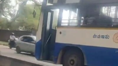 Bengaluru state-run bus travels in opposite direction on busy road to avoid traffic, driver booked. Video Bengaluru state-run bus travels in opposite direction on busy road to avoid traffic, driver booked. Video