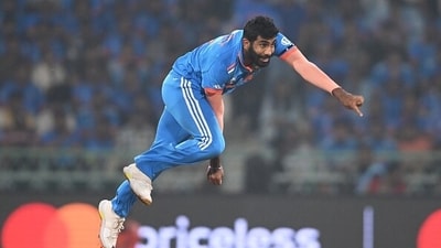Jasprit Bumrah in full flow. (Getty)