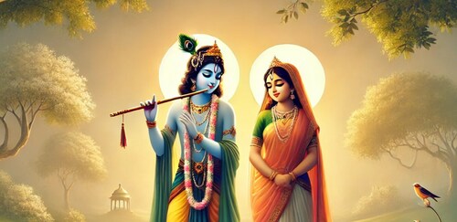 Krishna and Radha's love is eternal. (Image generated via Open AI) Krishna and Radha's love is eternal. (Image generated via Open AI)