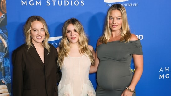 Margot Robbie flaunted her baby bump at the premiere of My Old Ass, which is directed by Megan Park and stars Maisy Stella. REUTERS/Etienne Laurent(REUTERS)