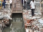 On July 31, Tanuja, 22, and her son Priyansh, 3, died after they fell into the Ghazipur drain near Khoda Colony. (Sakib Ali/HT Photo)