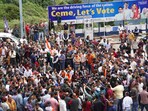 People stage a protest over illegal construction in a mosque, at Sanjauli locality in Shimla, Wednesday.
