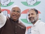 Congresss president Mallikarjun Kharge said the Congress-NC government will give  <span class='webrupee'>₹</span>3,000 monthly to the women heads of families. (HT File)
