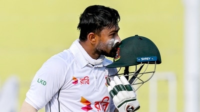 Bangladesh's Litton Das kisses his helmet as he celebrates after scoring a century (100 runs) during the third day of the second and last Test cricket match against Pakistan (AFP) Bangladesh's Litton Das kisses his helmet as he celebrates after scoring a century (100 runs) during the third day of the second and last Test cricket match against Pakistan (AFP)