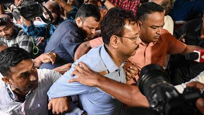 Former RG Kar Medical College and Hospital's principal Sandip Ghosh being taken to court. (ANI) Former RG Kar Medical College and Hospital's principal Sandip Ghosh being taken to court. (ANI)