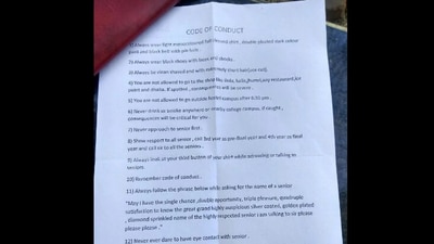 The snapshot of the code of conduct for junior students. The snapshot of the code of conduct for junior students.