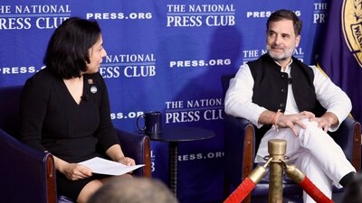 LoP in Lok Sabha and Congress MP Rahul Gandhi during an interaction with the media at the National Press Club, in Washington DC. (PTI) LoP in Lok Sabha and Congress MP Rahul Gandhi during an interaction with the media at the National Press Club, in Washington DC. (PTI)