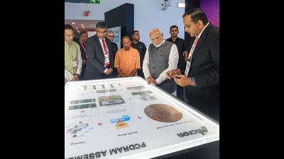 Prime Minister Narendra Modi and UP chief minister Yogi Adityanath during the inauguration of SEMICON India-2024, in Greater Noida, on Wednesday. (HT Photo) Prime Minister Narendra Modi and UP chief minister Yogi Adityanath during the inauguration of SEMICON India-2024, in Greater Noida, on Wednesday. (HT Photo)