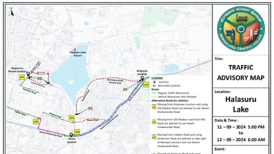 The Bengaluru traffic police announced several diversions to ensure smooth vehicular movement. The Bengaluru traffic police announced several diversions to ensure smooth vehicular movement.