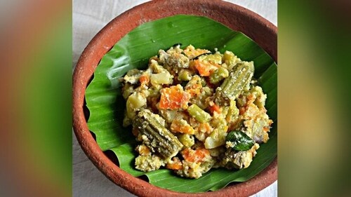 Aviyal is a traditional Kerala dish made with a mix of vegetables. (Pinterest) Aviyal is a traditional Kerala dish made with a mix of vegetables. (Pinterest)