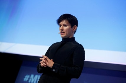 Founder and CEO of Telegram Pavel Durov delivers a keynote speech during the Mobile World Congress in Barcelona, (REUTERS)
