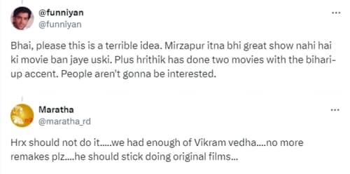 Netizens rant against Hrithik playing Kaleen Bhaiya in Mirzapur movie Netizens rant against Hrithik playing Kaleen Bhaiya in Mirzapur movie