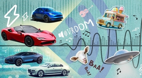 Tesla’s since-recalled Boombox feature offered tunes of an ice-cream van, applause and bleating sheep. Ferrari, Lamborghini and BMW are experimenting too. Tesla’s since-recalled Boombox feature offered tunes of an ice-cream van, applause and bleating sheep. Ferrari, Lamborghini and BMW are experimenting too.