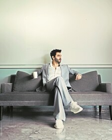 Aparshakti makes a case for casual suiting in a grey suit paired with a white button down shirt from Don & Julio with white sneakers to round off the look (Abhishek Gaikwad) Aparshakti makes a case for casual suiting in a grey suit paired with a white button down shirt from Don & Julio with white sneakers to round off the look (Abhishek Gaikwad)