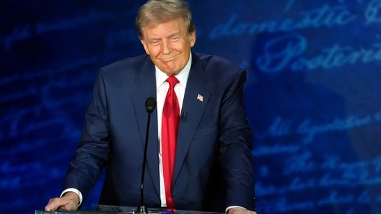 Republican presidential nominee former President Donald Trump speaks during a presidential debate with Democratic presidential nominee Vice President Kamala Harris at the National Constitution Center, Tuesday, Sept.10, 2024, in Philadelphia. (AP Photo/Alex Brandon) (AP)