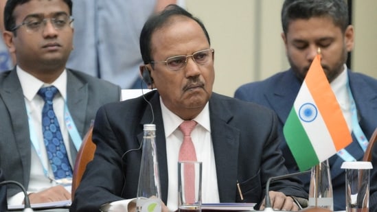 India's National Security Advisor Ajit Doval attends a meeting of BRICS high-ranking officials responsible for security matters / national security advisors in Saint Petersburg. (Photo by Alexei Danichev) (AFP)