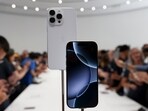 The new iPhone 16 is displayed during an announcement of new products at Apple headquarters. (AP) The new iPhone 16 is displayed during an announcement of new products at Apple headquarters. (AP)