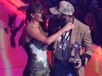 Taylor Swift and Post Malone accept the award for Video of the Year for "Fortnight" during the 2024 MTV Video Music Awards in Elmont, New York, U.S., September 11, 2024. REUTERS/Brendan Mcdermid