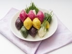 Songpyeon, a traditional Korean dessert that bears a resemblance to the Indian Gujiya