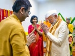 Prime Minister Narendra Modi visited Chief Justice of India DY Chandrachud's house and attended 'Ganpati Poojan'  (PTI Photo) 