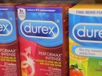 Durex, a brand of Reckitt Benckiser Group PLC, is seen on display in a store.