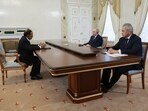 NSA Ajit Doval in a meeting with Russian President Vladimir Putin.
