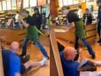 A bread pan-wielding Panera Bread worker jumped into action after an erratic suspect, identified as Isaac Ross, assaulted customers in a violent outburst on Tuesday, September 10, in Glendale, Colorado. A bread pan-wielding Panera Bread worker jumped into action after an erratic suspect, identified as Isaac Ross, assaulted customers in a violent outburst on Tuesday, September 10, in Glendale, Colorado.