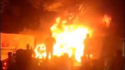 Around 45 passengers onboard PMPML electric bus had a close shave after it caught fire near Kalubai Chowk at Avenue Mall on Pune Solapur Road around 7.30 pm on Thursday. (SOURCED)