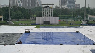 The covered ground is pictured after the one-off Test cricket match between Afghanistan and New Zealand, was called off due to rain. (AFP) The covered ground is pictured after the one-off Test cricket match between Afghanistan and New Zealand, was called off due to rain. (AFP)