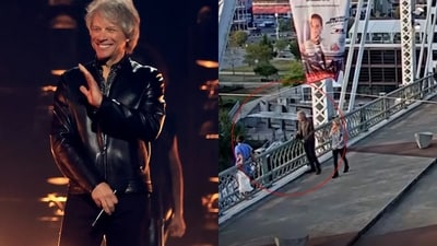 Metro Nashville Police commend Jon Bon Jovi for his quick action in preventing a woman from jumping off a bridge. (Picture in left- Nashville Police dpt) Metro Nashville Police commend Jon Bon Jovi for his quick action in preventing a woman from jumping off a bridge. (Picture in left- Nashville Police dpt)